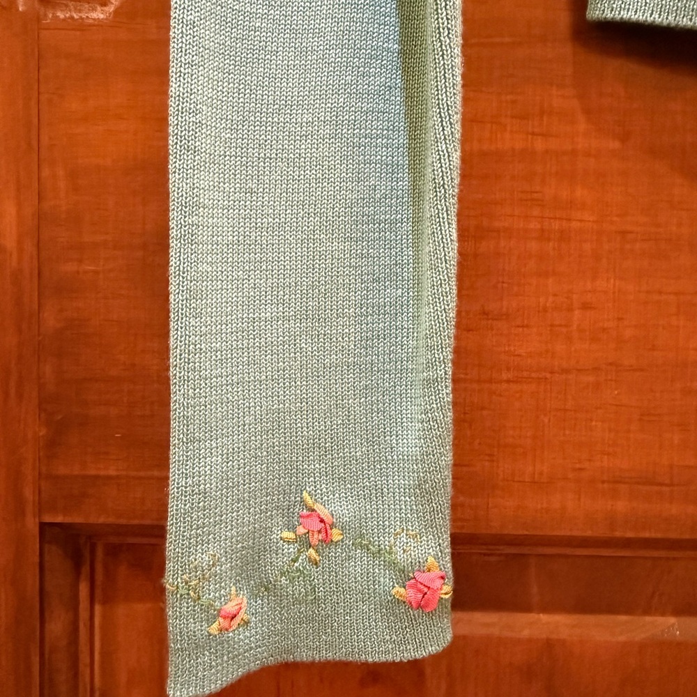 Ann Taylor Blue Knit Cardigan with Floral Embroidery - Picture 4 of 8